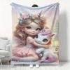 Cute Little Beauty Pony Pattern Flannel Blanket, Soft Throw Blanket for Air Conditioning, Flannel Dorm Office Nap Blanket, Printed Blanket, Gift Blank
