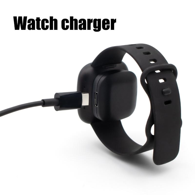 Charger Stand Cable For Versa 3/4 And Sense 1/2, ABS Black Magnetic Charging Adapter And Cable Optional