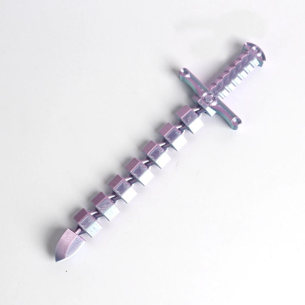 3D Printed Deformation Sword Interior Accessories Whip Bent Deformed Stretched Lock Flexible Swords Home Decor Ornaments