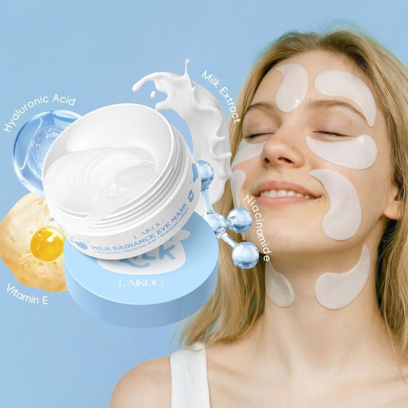 LAIKOU Milk Radiance Eye Mask 70g (50 Pairs) - Firming Under Eye Patches with Collagen & Niacinamide for Puffy Eyes, Dark Circles