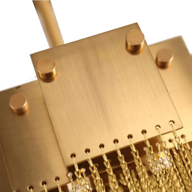 Gold Aluminum Chandelier Lighting Living Room Square Tassel Chain Lights Bedroom Dining Room Decor Lamp Kitchen Chandeliers