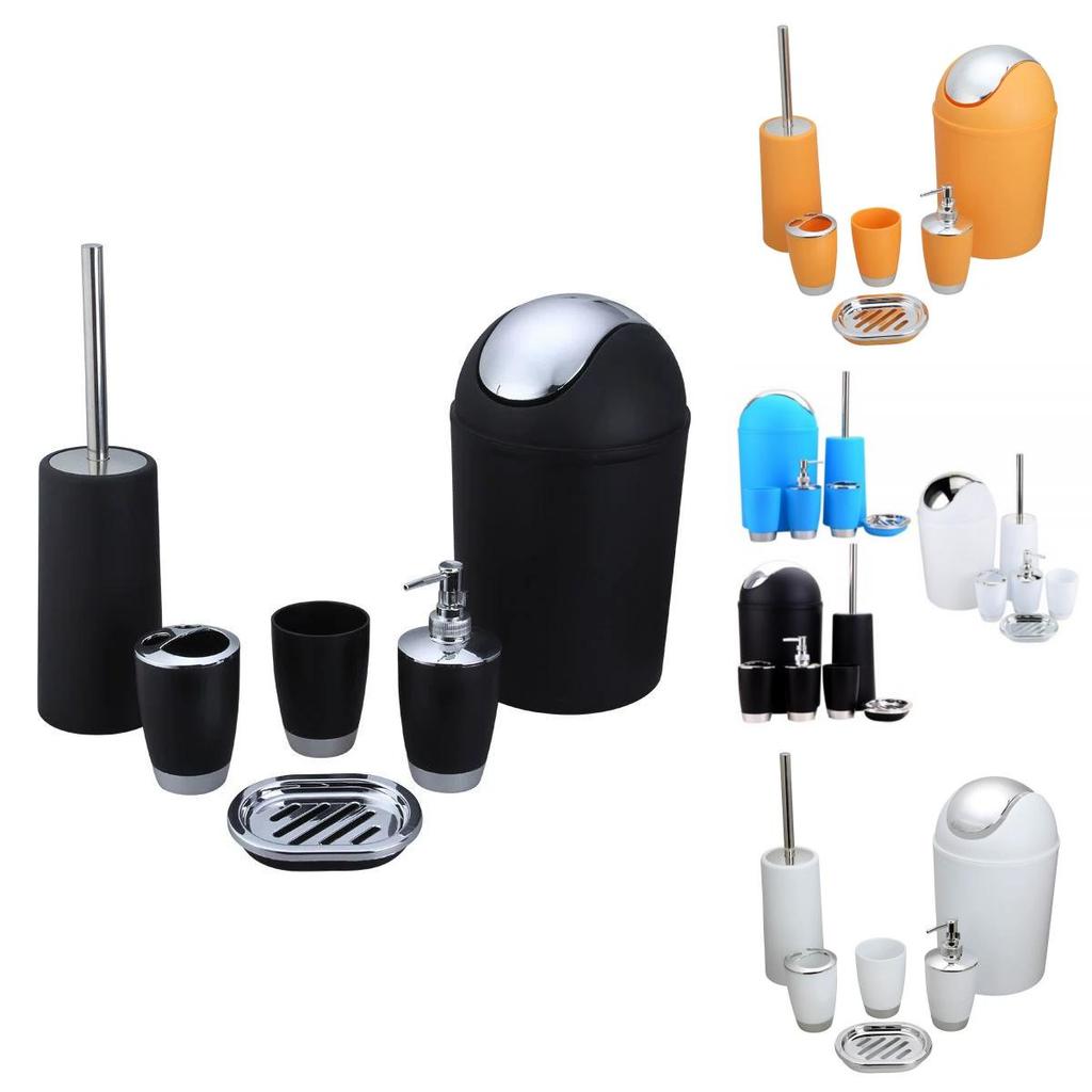 Bathroom Accessories Six Piece Plastic Washroom Kit With Toothbrush Organizer And Storage For Office And Gift