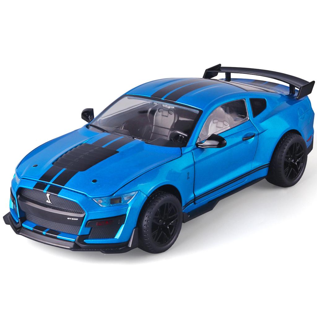 Large Size 1/18 Ford Mustang Shelby GT500 Alloy Sports Car Model Diecasts Metal Racing Car Model Sound and Light Toys Gifts