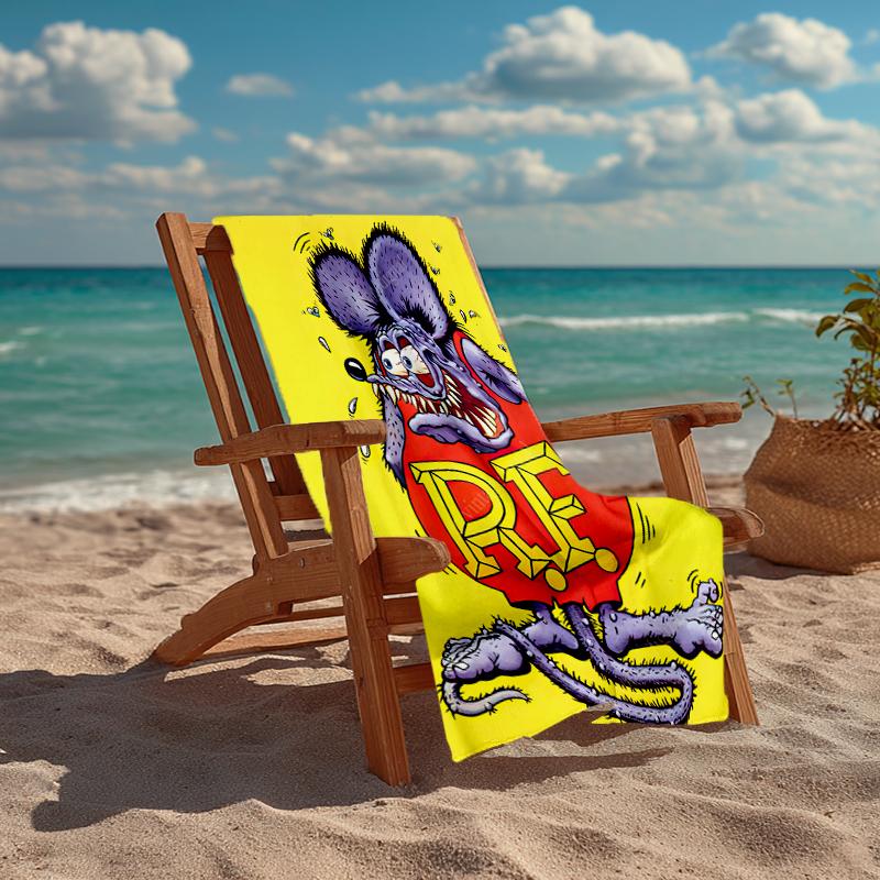 Rat Fink Power Fashion Beach Towel: Ideal for Summer Adventures Soft, absorbent and quick drying suitable for swimming and bathing