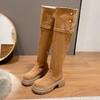 Small over-the-knee boots for women 2025 autumn and winter new temperament French retro fashion thick heel high elastic boots for women