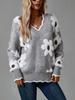 Women's Faux Mink Jacquard Lace Collar Knit Pullover Sweater for Autumn/Winter