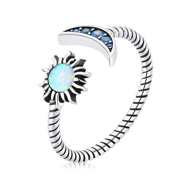 WOSTU Adjustable Rings Real 925 Silver Stackable Engagement Zircon Open Size Rings For Women Female Original Jewelry