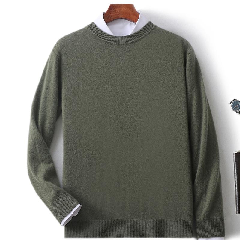 New Semi-turtleneck Cashmere Sweater Men's Thickened Sweater Solid Color Long-sleeved Wool Knitting