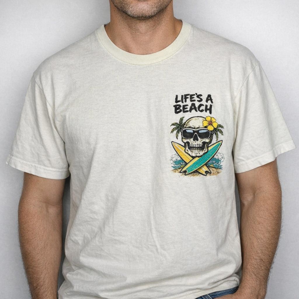 Vintage 80s Skull Surf Graphic Tee Life s A Beach White Shirt Unisex S-3XL S разноцветный