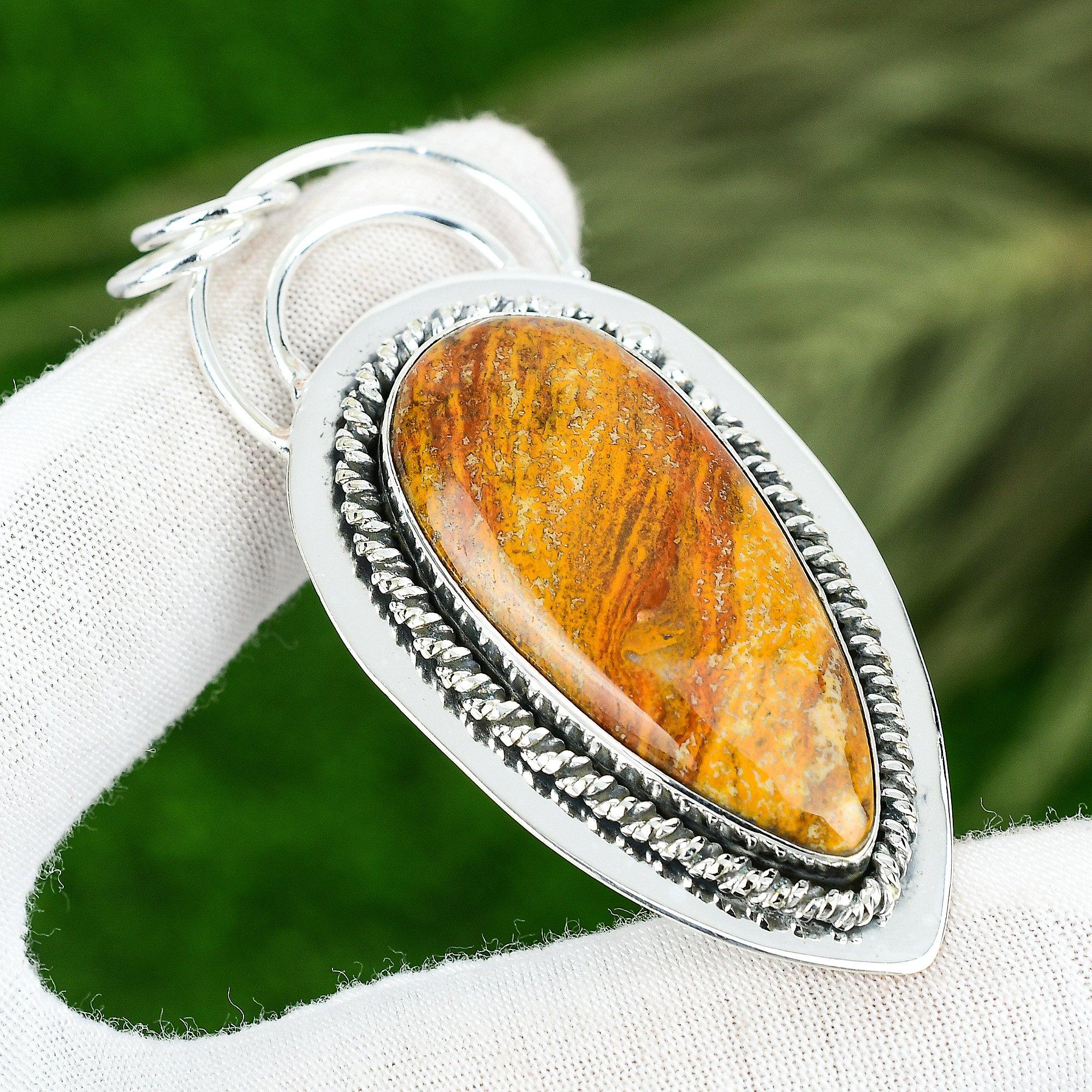 

Friendship Day Deal Sterling Silver Moroccan Seame Agate Gemstone Bezel Pendant