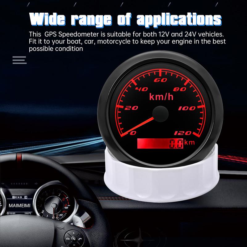 85mm GPS Speedometer 120km/h Speed Gauge + GPS Antenna Odometer ATV UTV Motorcycle Car Truck Boat Yacht 9-32V 7 Colors Backlight