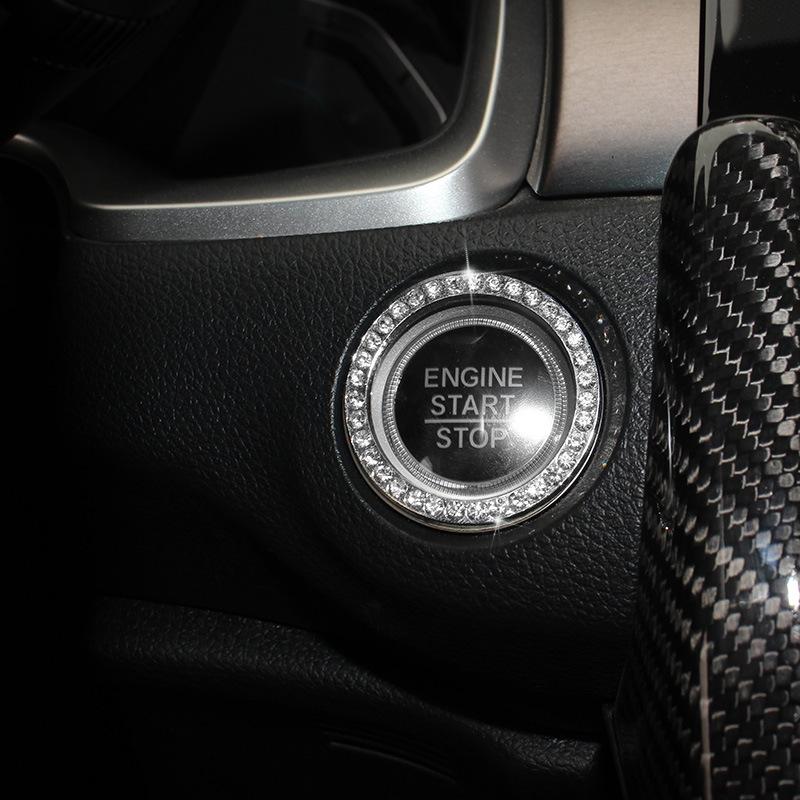 Bling Cristal Bling Inel Emblema Autocolant Diamant Decorativ Strass Buton Apăsare Pentru Pornire Accesoriu Decor Glam Interior