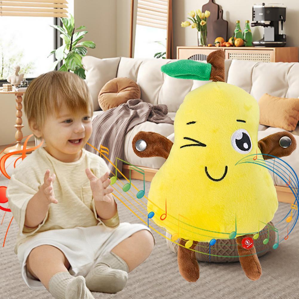 23cm Interactive Musical Fruit Plush Toys Cute Fruit Shapes With Pleasant Music Soft Stuffed Animal Toy Unique Creative Gift
