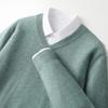 Men's V-Neck 100% Pure Wool Sweater - Solid Color, Short/Long Sleeve, Cashmere Knit Base Layer for Autumn/Winter
