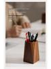 Retro Walnut Solid Wood Pencil Holder - Student & Office Desktop Stationery Storage Box Gift