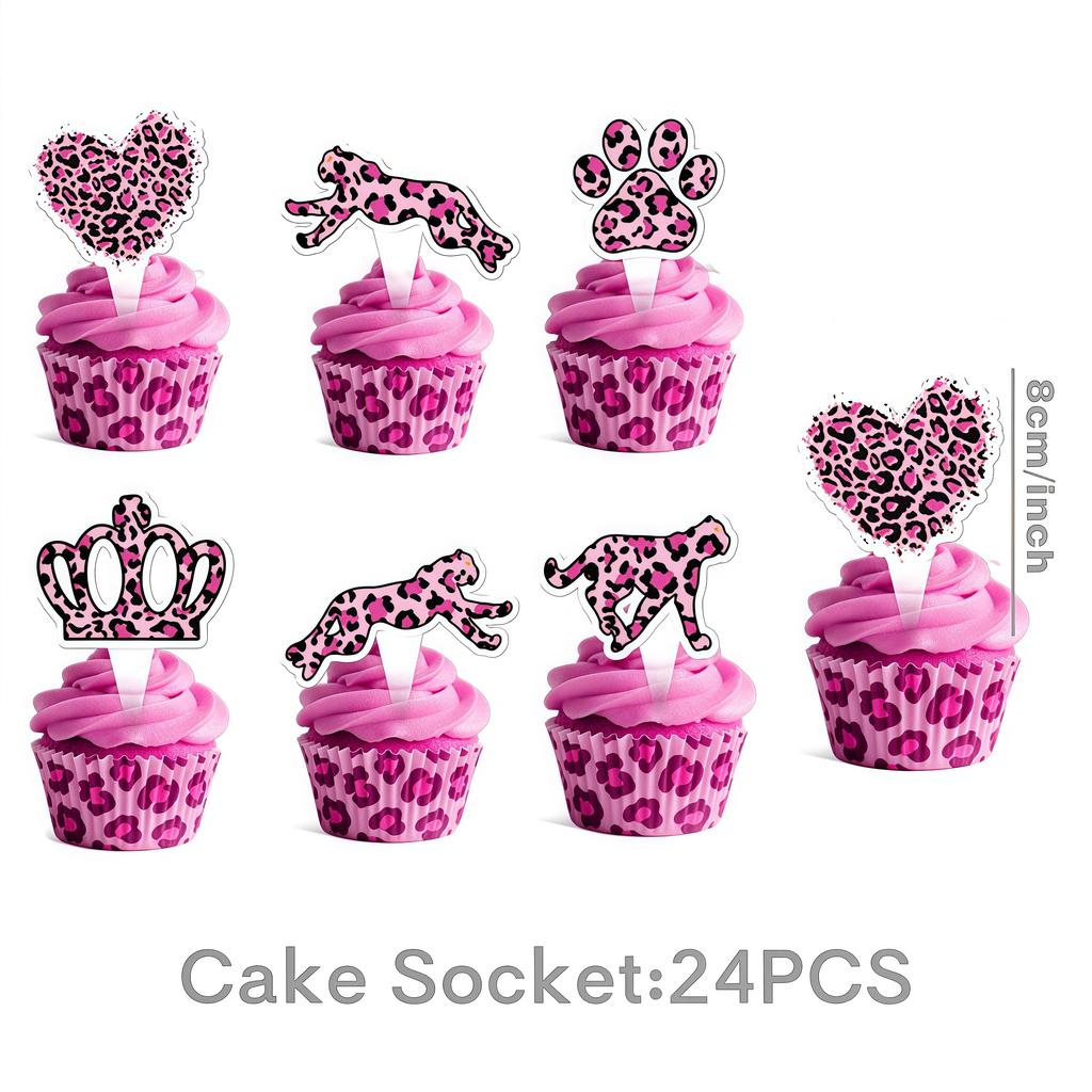 Rosa Leopard Geburtstagsparty Dekoration Tier Leopard Thema Geschirr Becher Teller Banner Ballons Geburtstagsparty Zubehör Geschenke