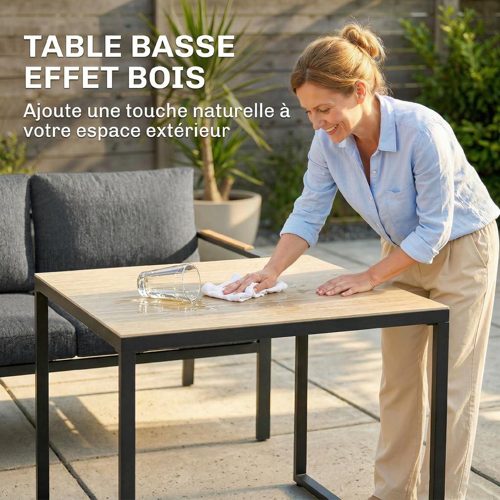 Outdoor Garden Furniture Set, 3-Piece, 5 People, 2 Sofas, Coffee Table, 183 x 183 x 72 cm, Dark Grey