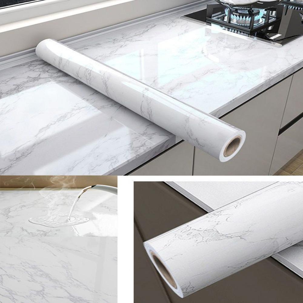 Self-adhesive Peel and Stick Backsplash Marble Pattern Waterproof Wall Panels Home Decor Oil Proof Stick Tile
