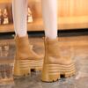 Fashion 10CM New 2024 Women's Ankle Boots Autumn Winter Warm Punk Fur Shoes Chunky High Platform Casual Leather Short Boots Bota Mujer