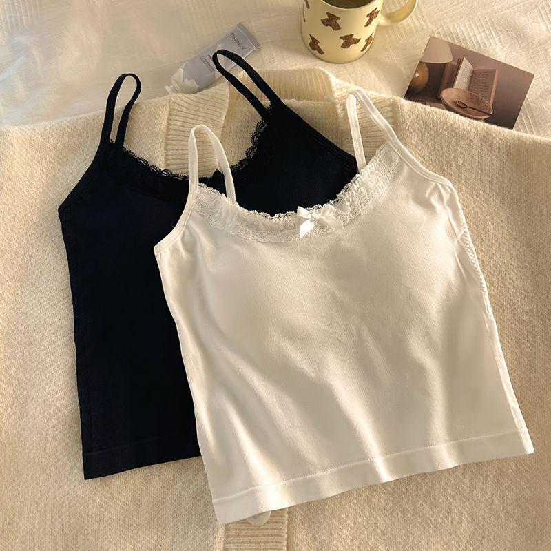 Camisole Vest Summer Cute Niche Design Sense Outer Wear Slimming Chest Pad Slim Sleeveless Metal Free Underwear