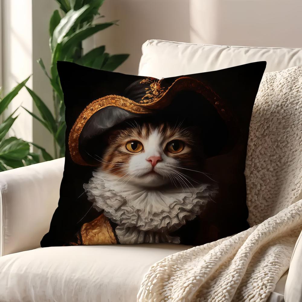 

Whimsical nobility Cat cushion cover Decoration Room Shop Car Best Home Office Coffee Pillow Sofa Printing Nordic Simplicity Hit 12x12Inch