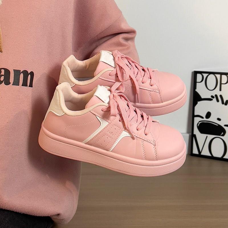 Original women's shoes 2025 thick-soled white shoes new spring popular versatile leisure sports round head flat baseplate shoes