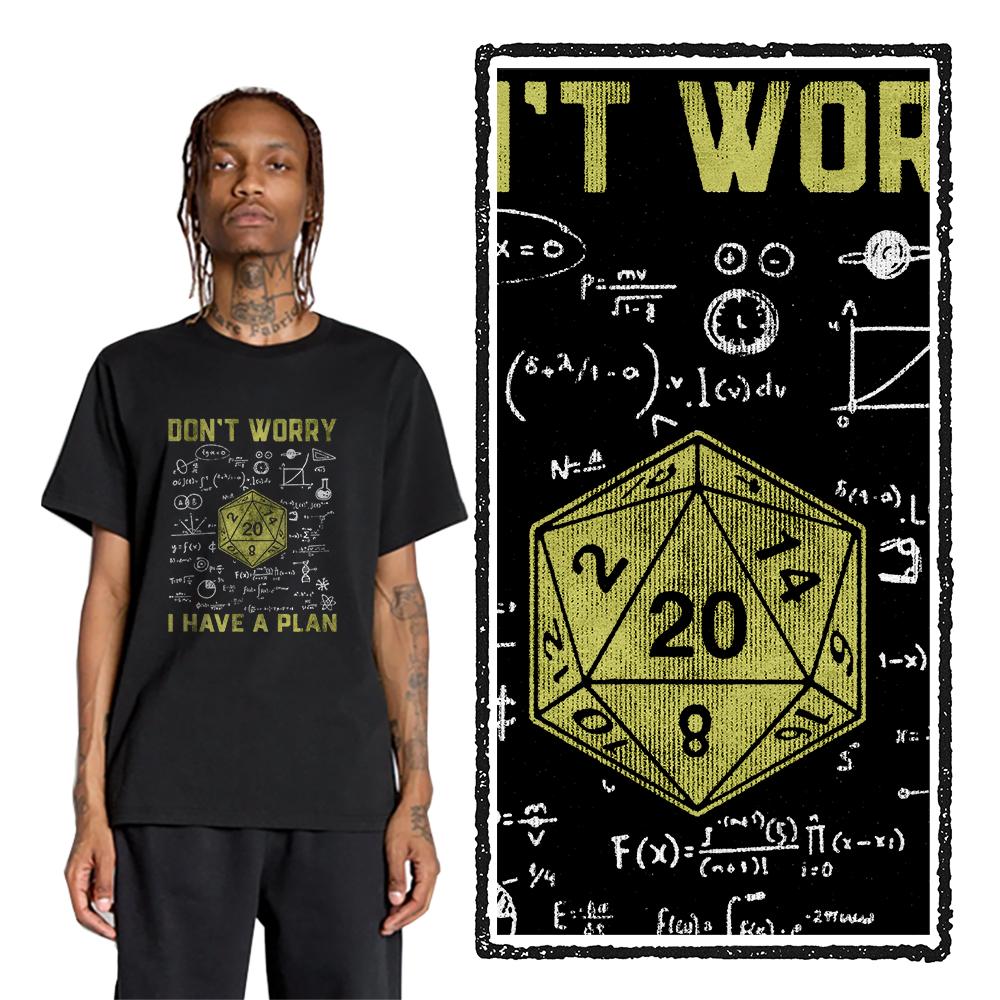 Neuartiges Dungeon Dragon T-Shirt mit grafischer Streetwear, kurzärmelig, „I Have A Plan“, D20, Würfel, Rollenspiel, DnD-T-Shirt für Männer