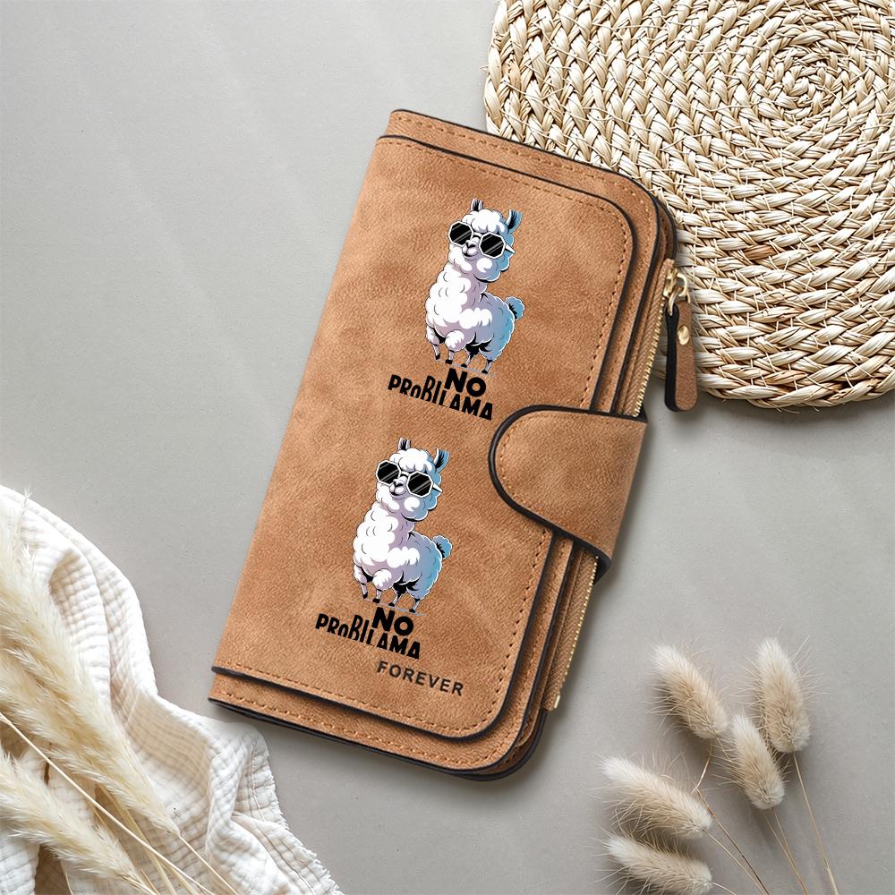 Cute Llama Print Long Wallet Fashionable Card Holder Portable Purse for Daily Use