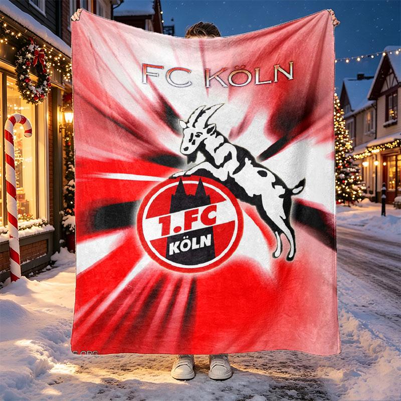 FC Koln Pattern Blanket for Home Decoration, Bed, Sofa, Car Travel, Camping, Suitable for All Seasons, Birthday Christmas Gift