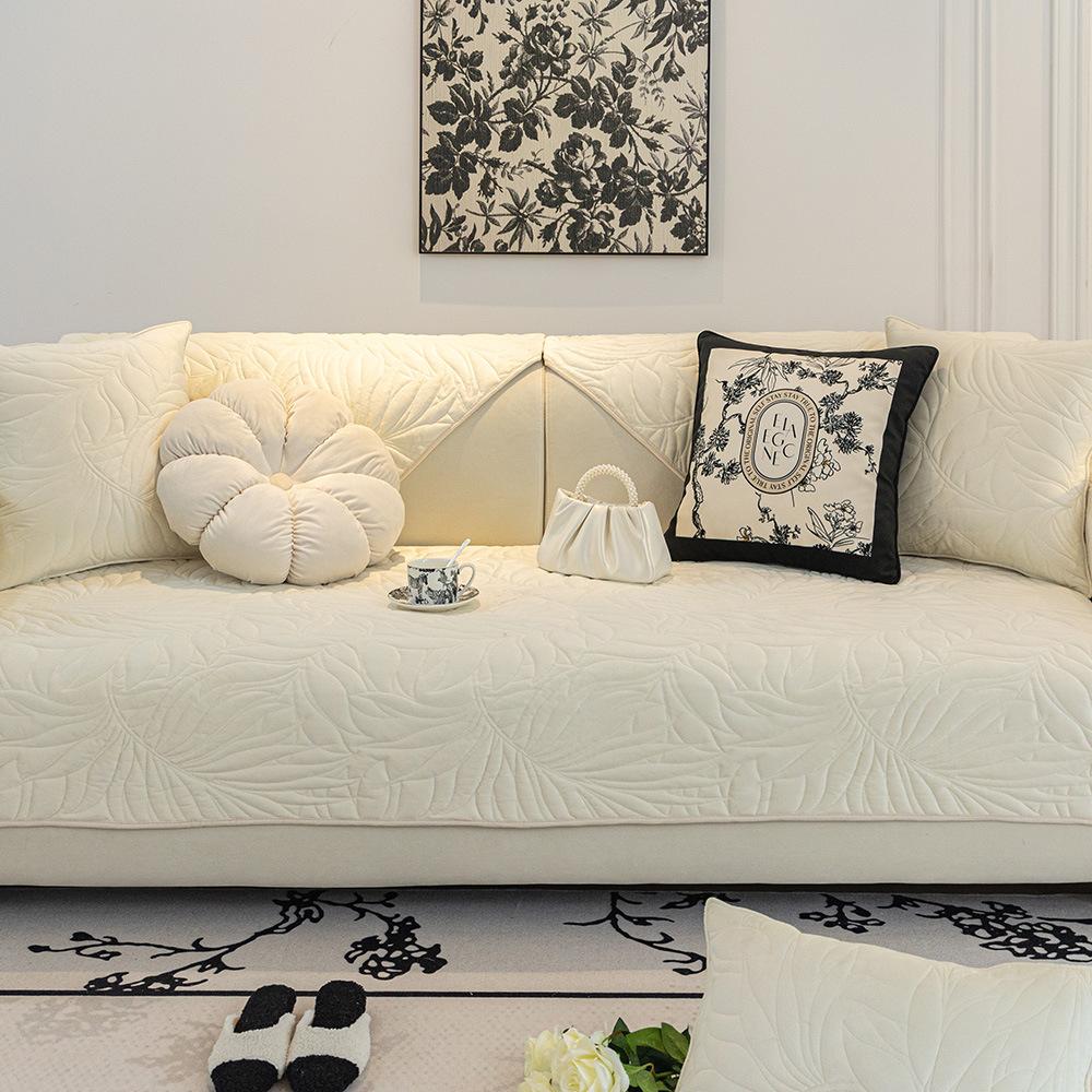 Winter Crystal Velvet Sofa Cushion New Light French Cream Style Cover Cover Cloth Leather Sofa Cushion