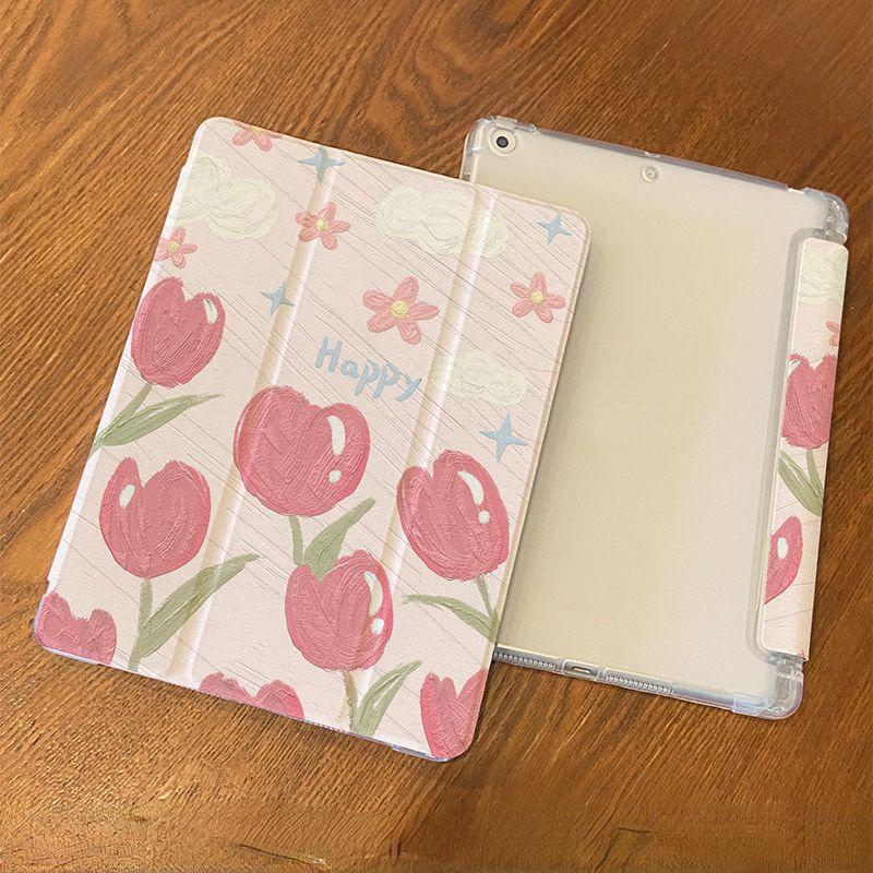 För iPad Air 4/5th 10,9 tum 2021 Pro 11 Pro12.9 2021 iPad 10.2(Gen 9/8/7 /Mini 6/Pro 11/Pro 12.9 Magnetic Smart Flip Case Cover Tulpan i oljemålning