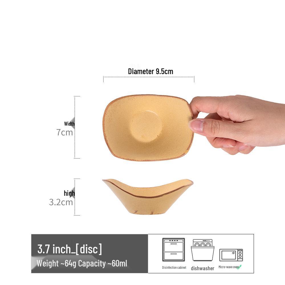 Japanese Retro Coarse Pottery Tableware Set - Ceramic Dish & Plate for Home or Hotel Dinner Settings