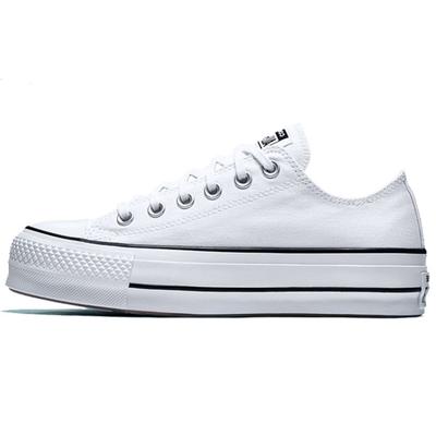Chuck Taylor All Star platform alçak üst Muffin platform alçak üst kanvas ayakkabı kadın saf beyaz