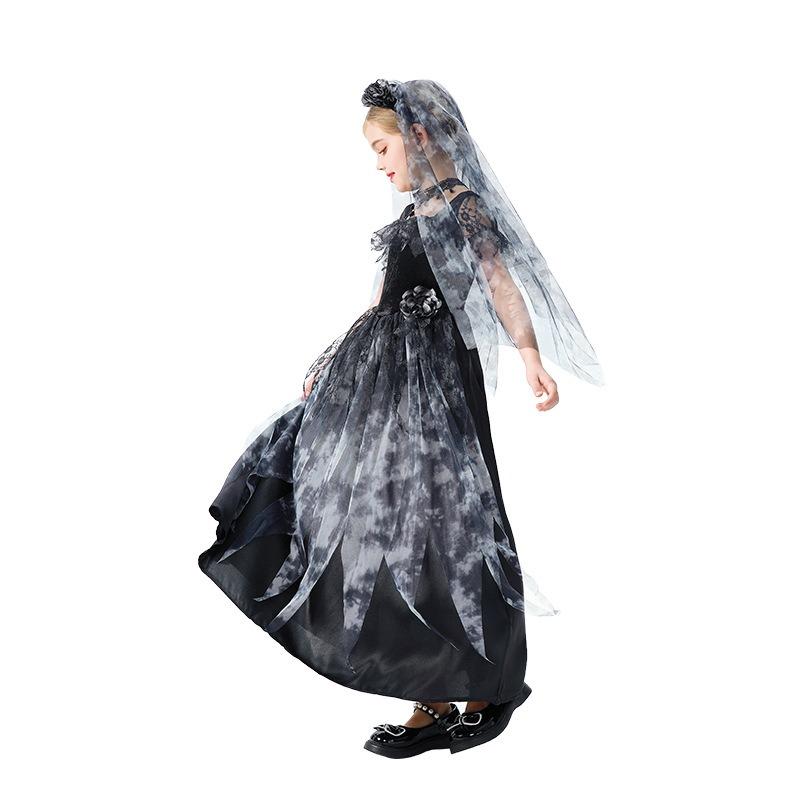 Halloween Kids Costume Girl Witch Demon Ghost Bride Vampire Skull Zombie Dress