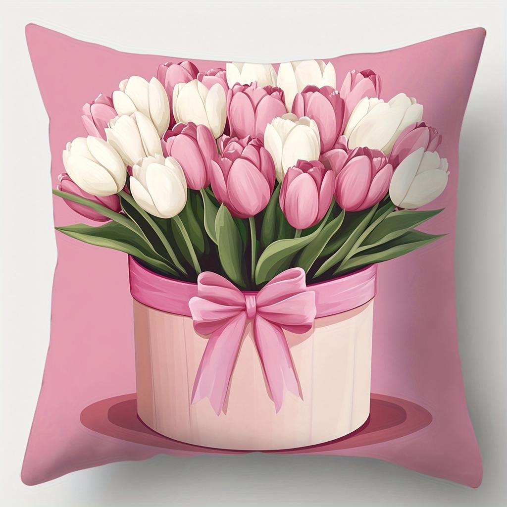 Romantic Flower Language on Pillowcases Cover Bedroom Sofa Decoration Polyester Cushion Cover with Zipper
