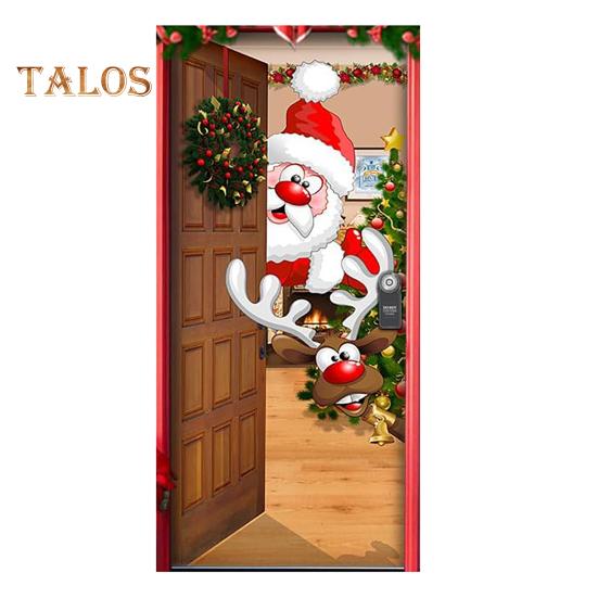 

Гобелен для гаражных ворот с установочным пакетом в рождественском стиле с рисунком Санта-лося для создания праздничной атмосферы и украшения фона для новогодней вечеринки E