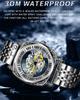 Men Watch Sports Retro Carved Genuine Leather Stainless Steel Tourbillon Waterproof Hollow Out Male Fashion Quartz Watches gift