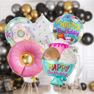Ice Cream Balloons Donut Happy Birthday Aluminum Foil Candy for