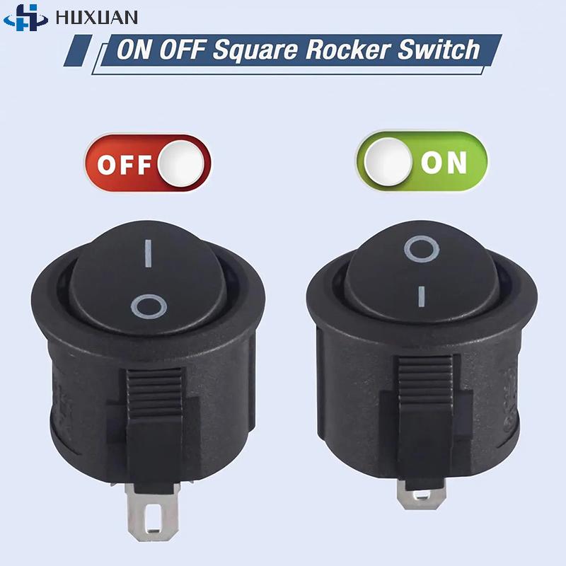 20pcs Rocker Switch Black On Off 2 Pin Mini Round Toggle Switch 3A 250V 6A 125V Circle Switches For RV Car Truck Boat