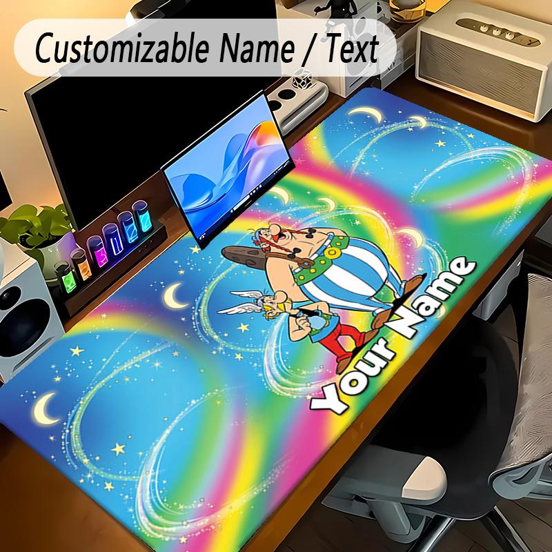 Large Mouse PadAsterix & Obelix Custom Name Text Personalized Desk Mat Non Slip Gaming Pad