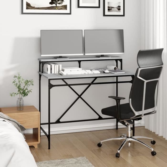 VidaXL Bureau sonoma gris 100x50x90 cm bois d'ingénierie et fer 826702