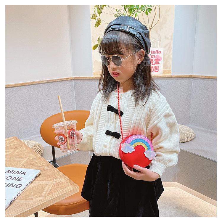 Lovely Baby Girls' Rainbow Coin Purse Fashion Children Round Crossbody Bags Cute Princess Small Handbag Accessories Shoulder Bag