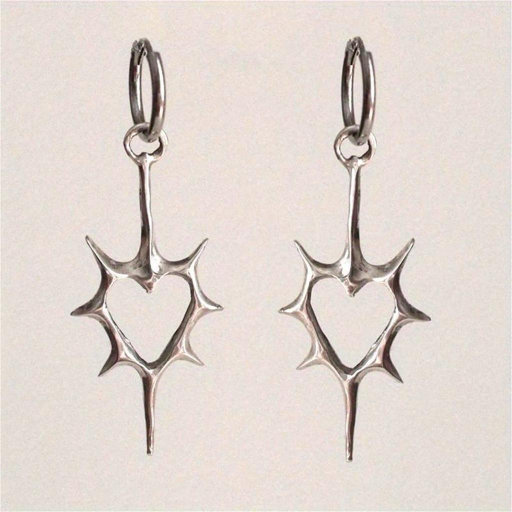 Vintage náušnice Spike Heart Minimalistický styl Trnité náušnice Dokonalý šperk do uší pro ženy i muže na denní nošení