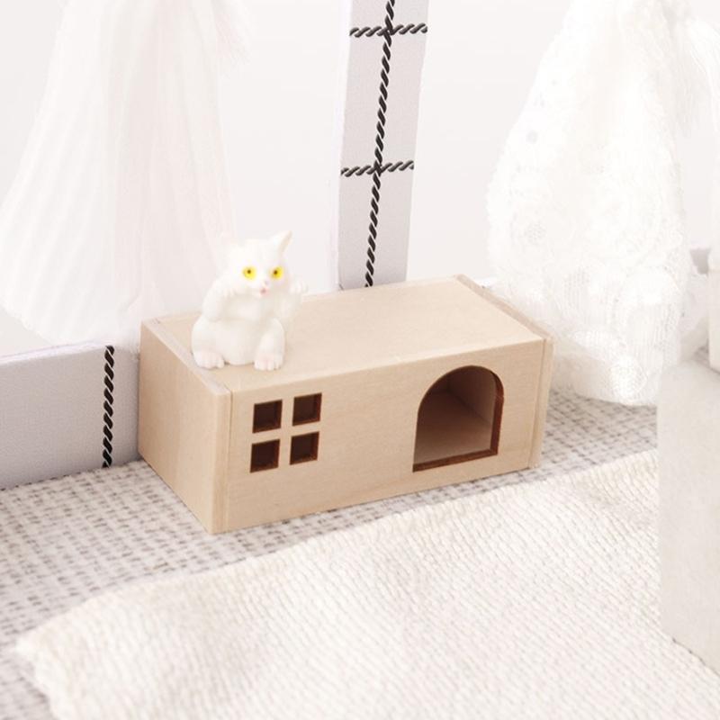 Dog Chamber Model Pet Dog House Dollhouses Pet 1:12 Scale Realistic Playset Door Pet Dog House Model Creative Fun