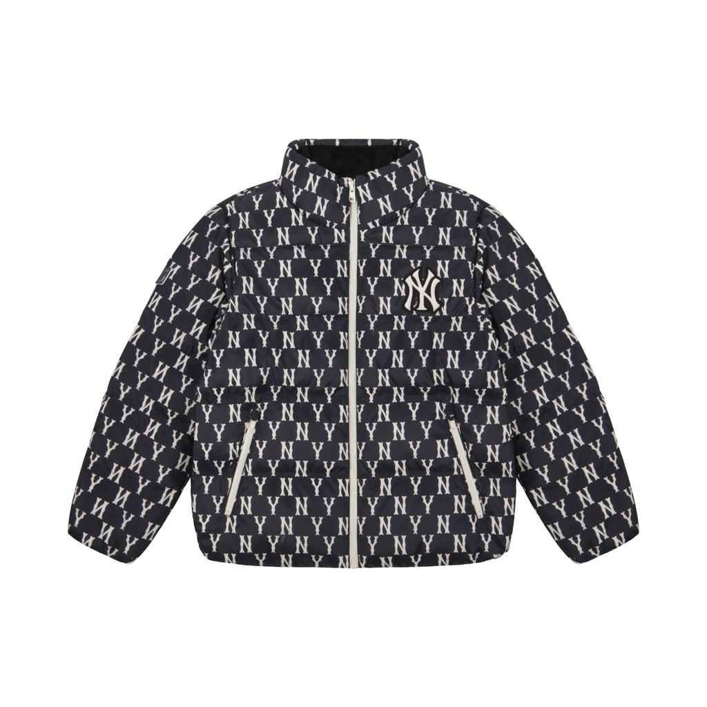 MLB New York Yankees Kleines Logo All Over Print Stehkragen Daunenjacke Kurz Unisex Jacken Schwarz 3ADJM0116-50BKS