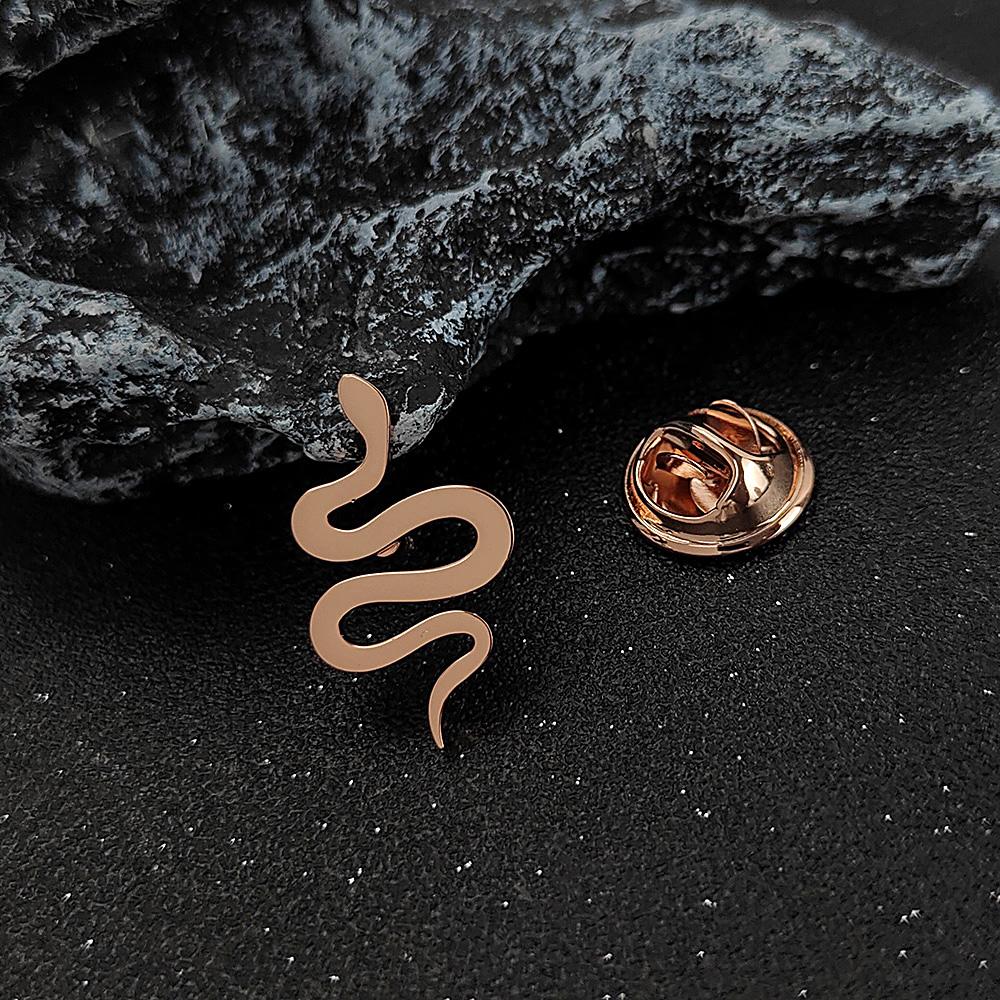Symbol Culture Stainless Steel Brooch, Ancient Mythological Serpent Symbol Badge, Jewelry for Health and Guardianship.