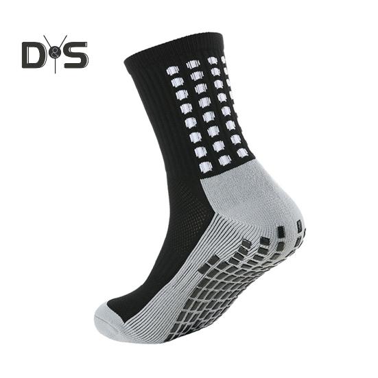 1 Pair Sports Socks Anti-slip Silicone Bottom Mid-tube Sweat Absorption Fine Knitting High Elasticity Daily Wear Football Basketball Calf Socks