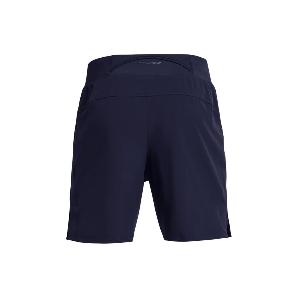 Under Armour Mid-Rise Drawstring Casual Shorts With Logo Print Men Bottoms Navy-Blue 1376508-410