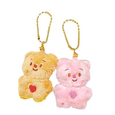 Lovely Butter Bear Couple Keychain Plush Charm for Fashionable Lovers with Adjustable Chain Length Portable Jewelry