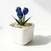 Faux Crystal Flower Figurine Mini Hand Blown Glass Potted Flower Ornament for Home Office Table Decor Gifts for Wedding Birthday Mother's